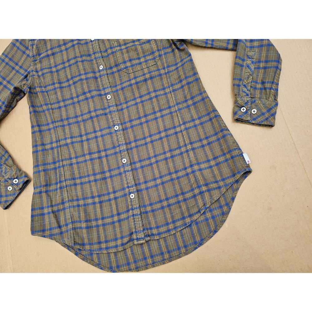 Stio Plaid Flannel Shirt Women’s Size Medium Green Tartan Cotton Button Up - Picture 5 of 10